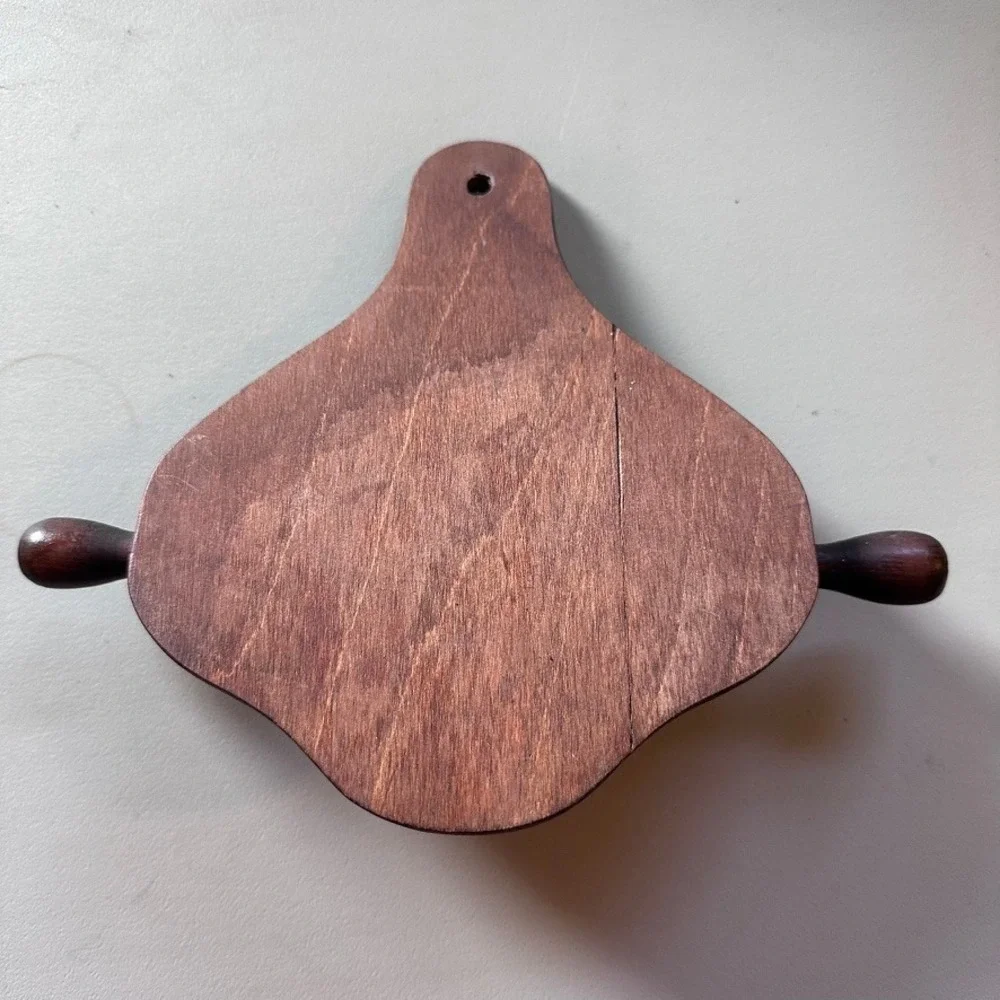 Rolling Pin Wall Rack Brown Wood Key Holder Hooks